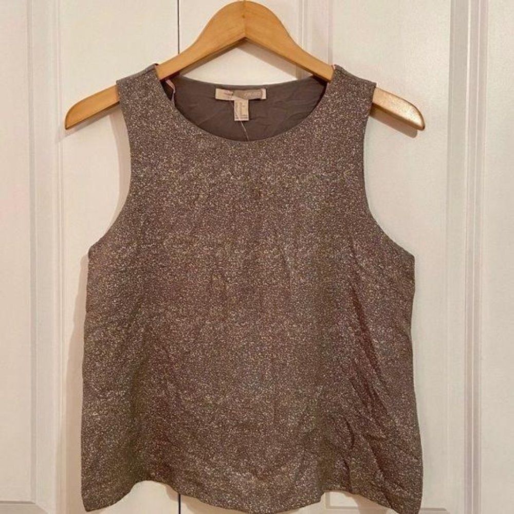 Forever 21 Grey Gold Metallic Sleeveless Top XS New